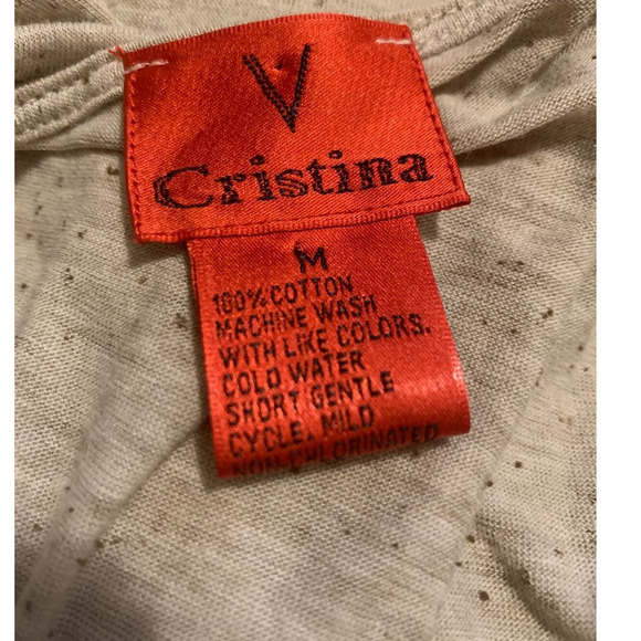 V Cristina beige 3/4 sleeves bow detail top size Medium - Picture 4 of 9